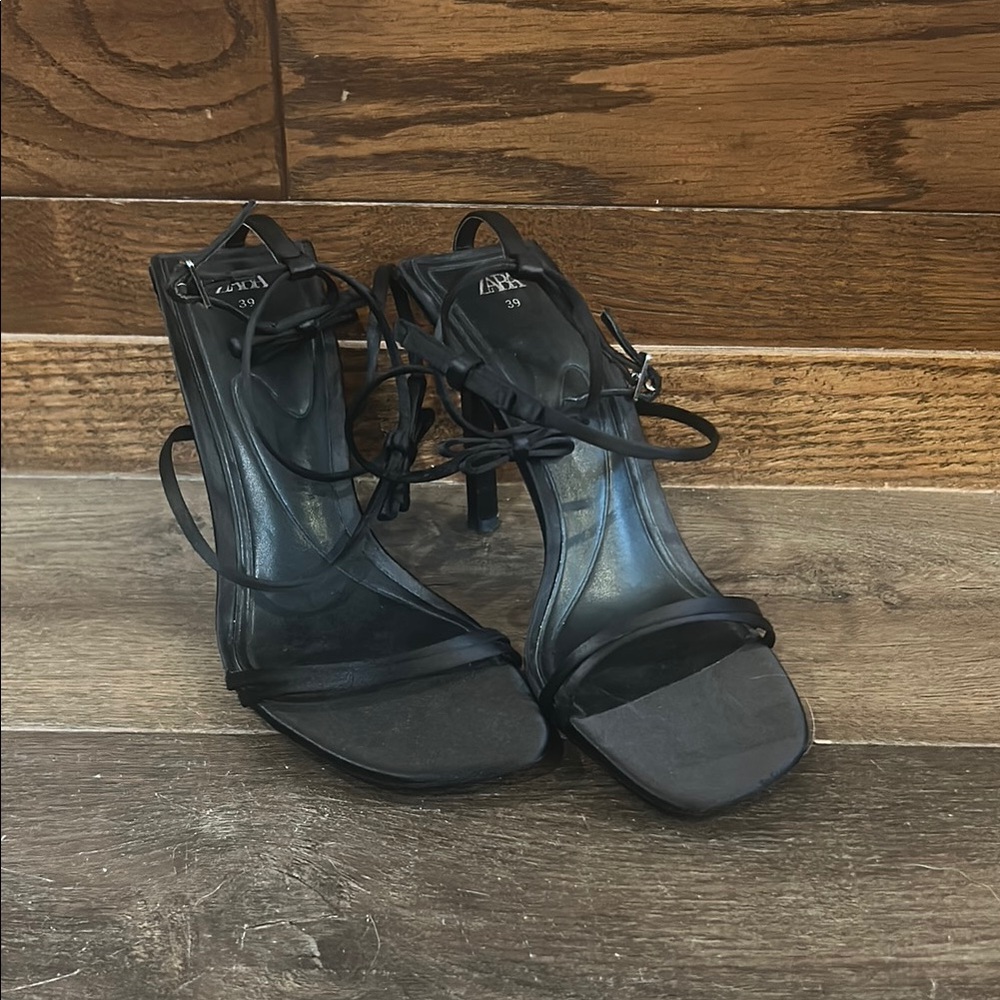 Zara Black Strappy Heels